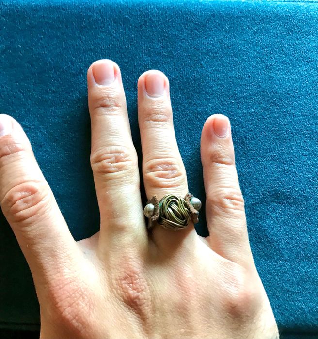 Anel de Bronze e Pele feito há mão