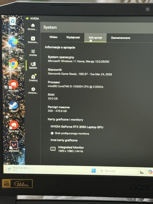 Acer nitro 5 I5-10300H 3050 4Gb