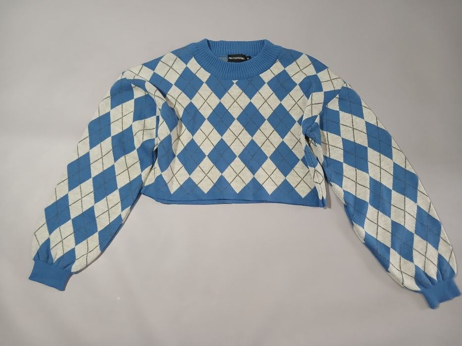 Prettylittlething argyle crop jumper  жіночий светр