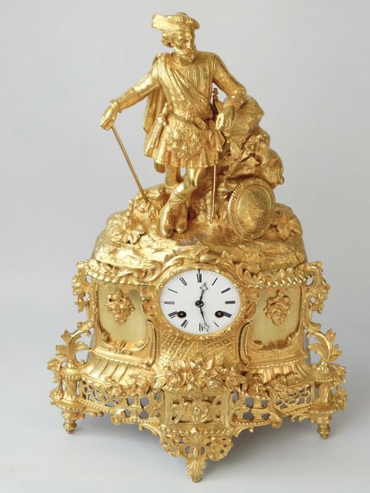 Бронзовий в позолоті камінний годинник XIX століття /LINET Aine Paris