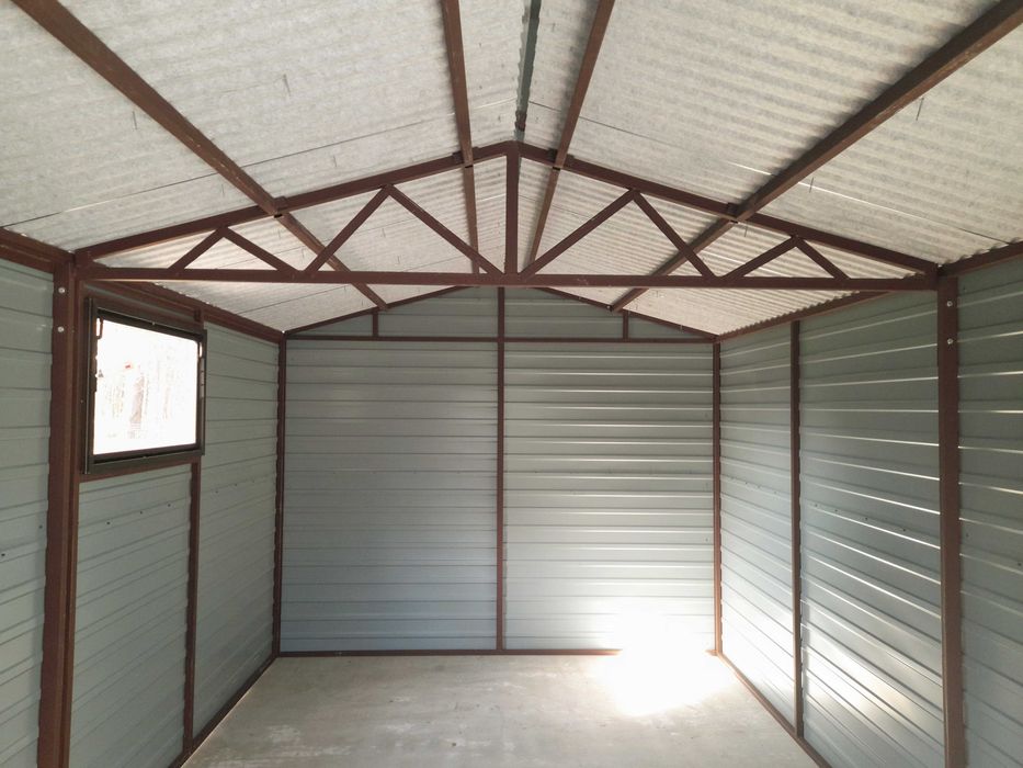 SL/ Metalowy domek ogrodowy PREMIUM 3x5 z wiatą