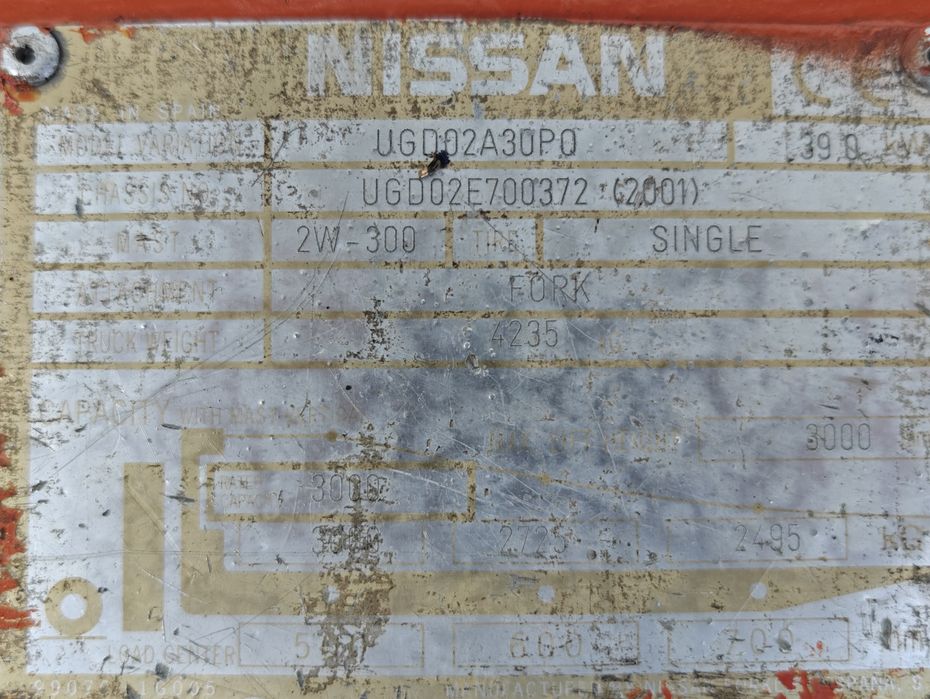 Wózek widłowy Nissan FG30 3T Lpg Pompowane Opony Przesuw Boczny