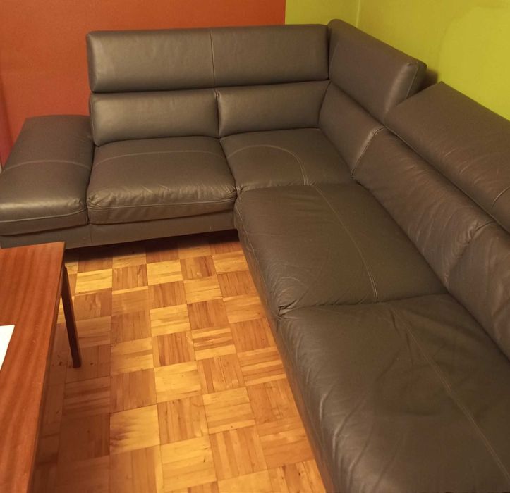 Narożnik skórzany Bydgoskie Meble - skóra, regulowane zagłówki, relax