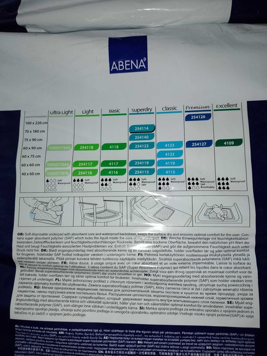 Podkłady do łóżka Abena Abri Soft  70x180cm