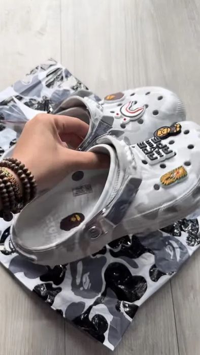 ‼️БЕЗ ПЕРЕДОПЛАТ‼️Тапки Crocs x Bape /Крокси/Тапочки/Бейп/Крокс