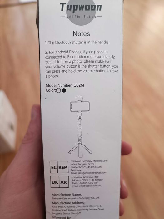 TUPWOON Q02M Statyw Bluetooth selfie stick pilot 19,5 -104cm