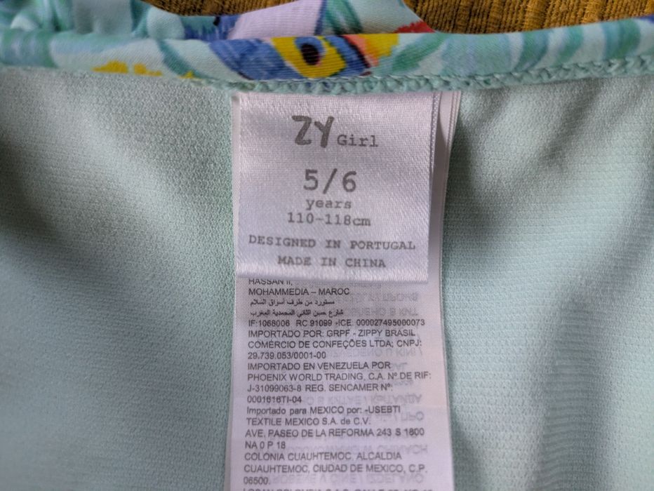 Cueca de Biquíni Menina Azul com Folhos, 5/6 Anos