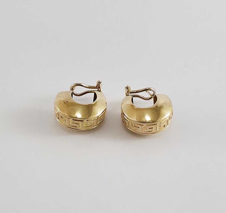 Złote kolczyki wzór Versace - próba 3 (585)