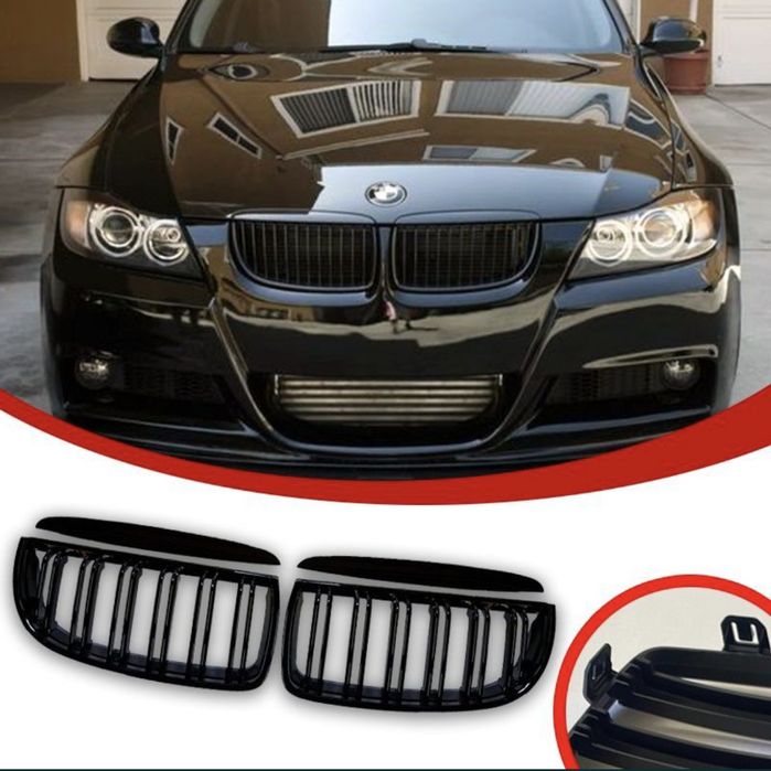 BMW Nerki Atrapy Przedniego Grilla E90 E91 Przedlfit Czarny Połysk