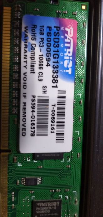 Оперативная память Patriot DDR3-1333 1GB