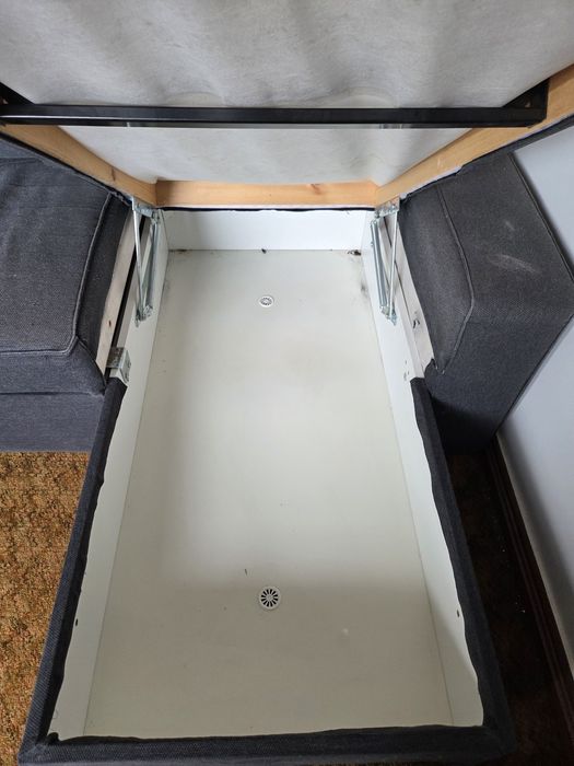 Sofá-cama de canto com chaise e arrumação – cinza escuro