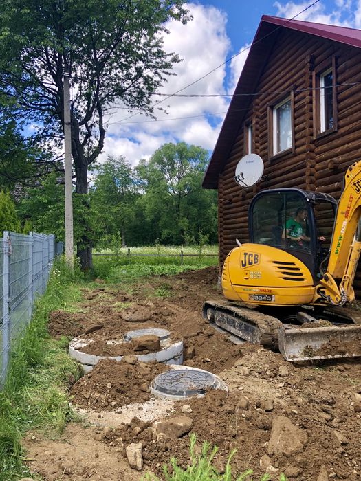 Монтаж каналізації.Бетонні кільця.Септики.