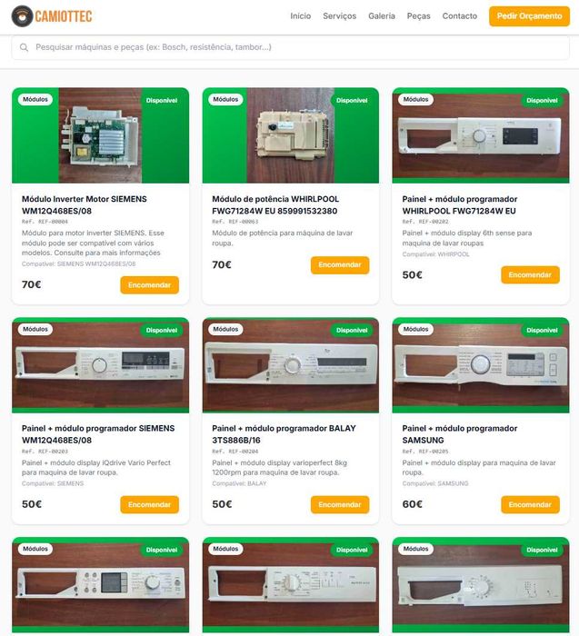 Peças usadas para máquinas de lavar e eletrodomésticos