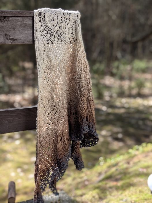 Ręcznie robiona chusta ażurowa ombre