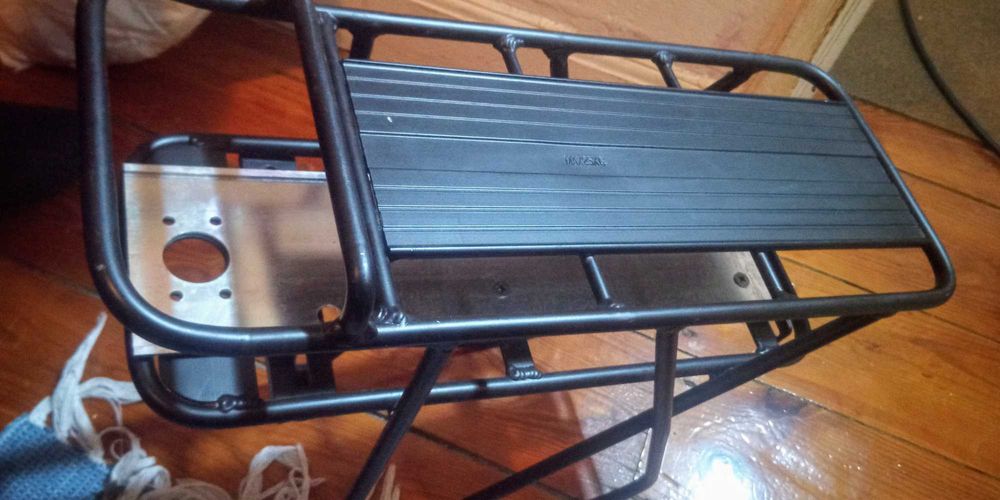 Bagageiro duplo em alumínio para bicicleta com rack para bateria