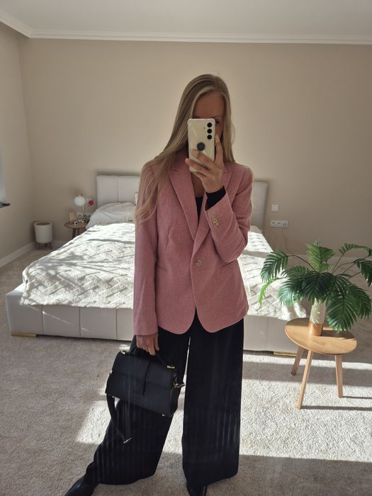 Wełniana marynarka żakiet jasno różowy Tatuum M 38