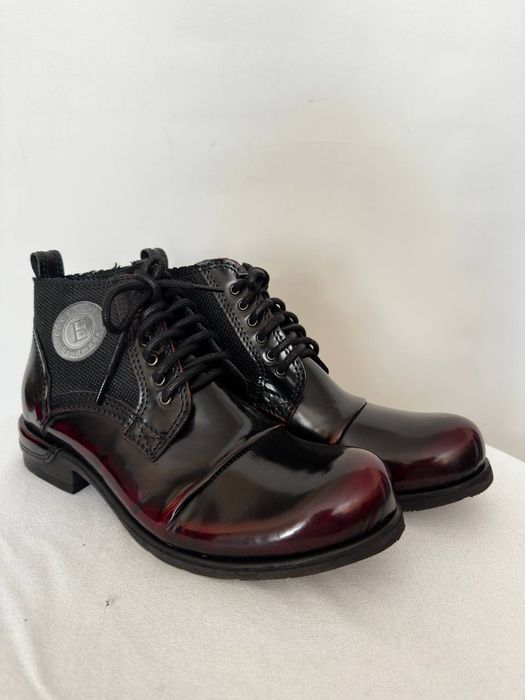 Włoskie skórzane glany bordowe sznurowane r. 42 buty do kostki półbuty premium