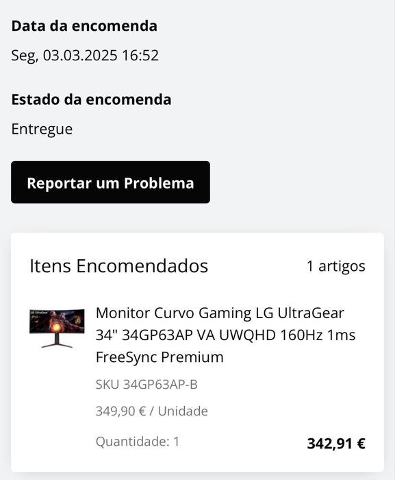 Monitor Curvo Gaming LG UltraGear 34" 34GP63AP VA UWQHD 160Hz 1ms FreeSync Premium