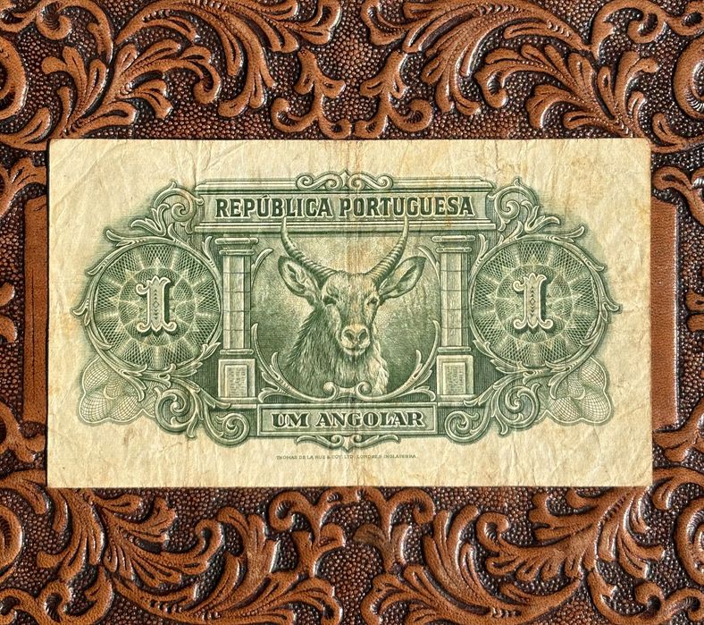 1 Um Angolar de Angola Nota Rara República Portuguesa do ano de 1948