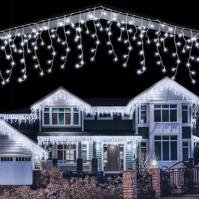 sople 500 led kurtyna lampki zewnętrzne ip44 flash białe zimne 21m