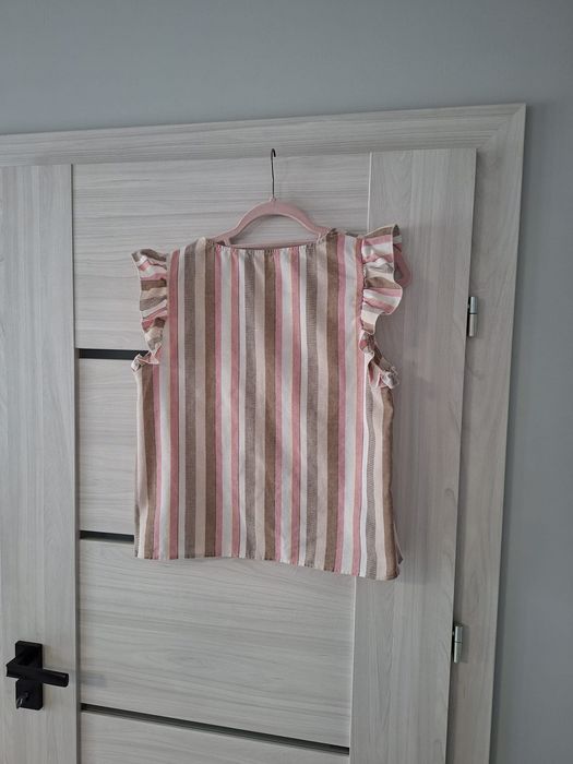 Kolorowa bluzka paski falbanka shein M