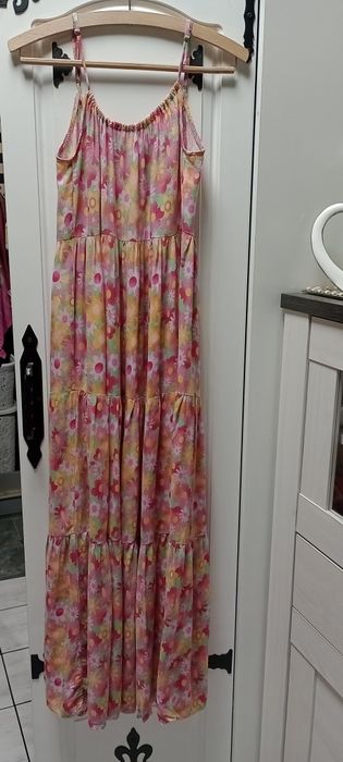 Sukienka maxi ramiączka kwiatki xs