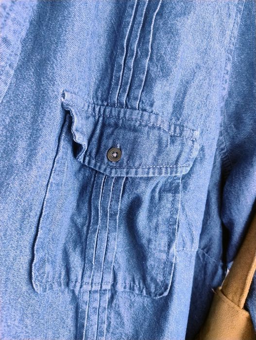 Koszula jeansowa kurtka narzutka John Baner 54 długa wiązana denim oversize plus size