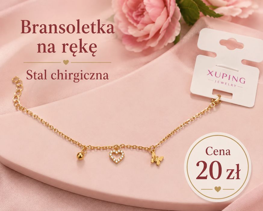 Bransoletka ze stali chirurgicznej nowa serduszko