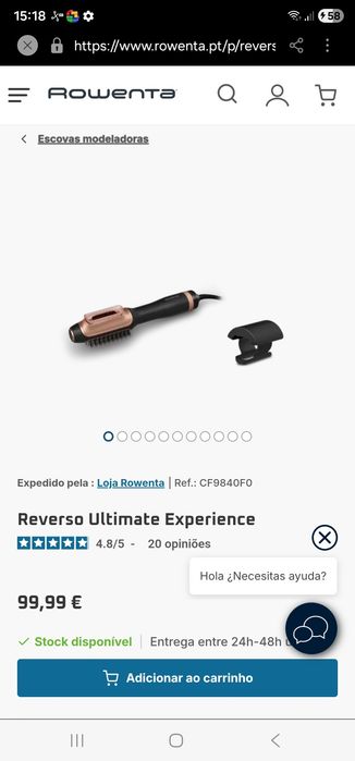 Escova modeladora Reverso Rowenta 2 in 1