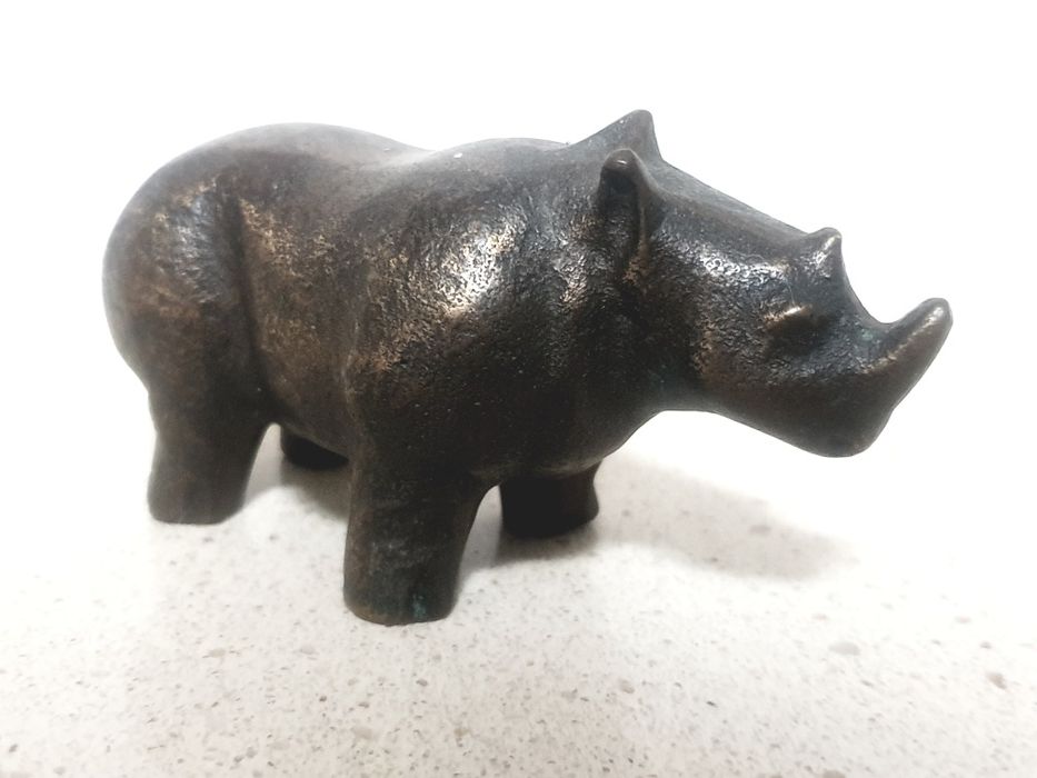 Fantástico antigo pisa papel Rino em bronze