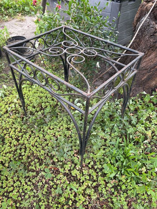 Stoliki ogrodowe metalowe zdobione, 2 sztuki, puls blat szklany