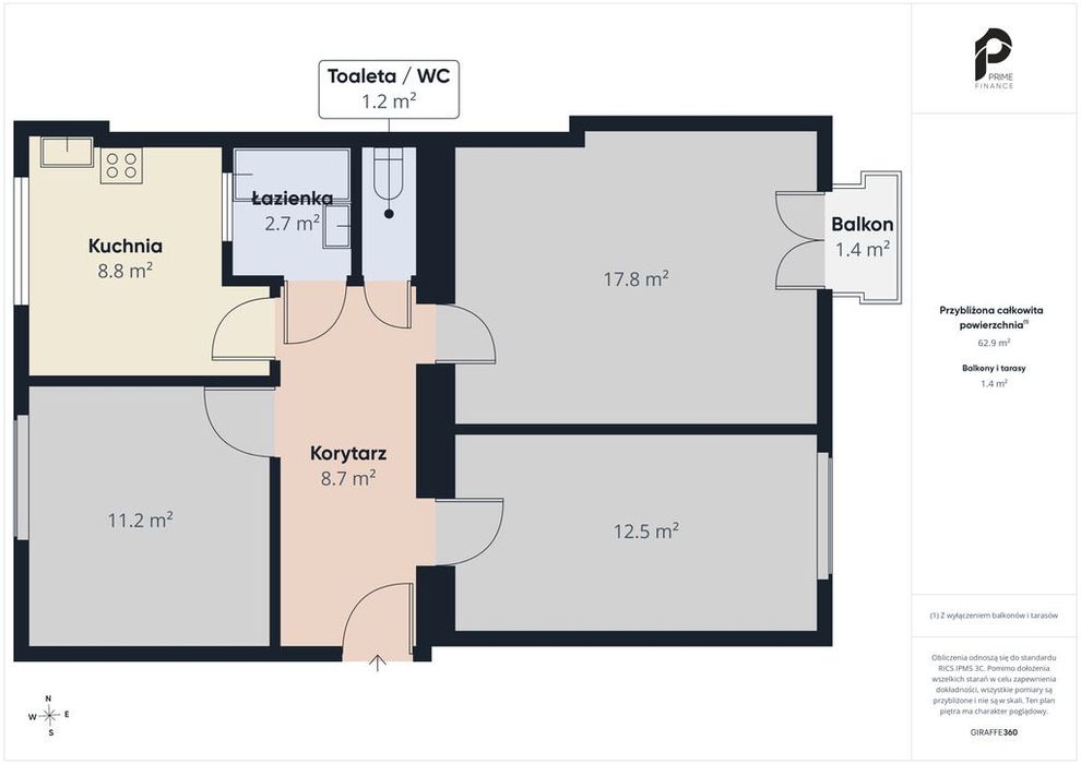 Przestronne mieszkanie 66,2 m2 z balkonem