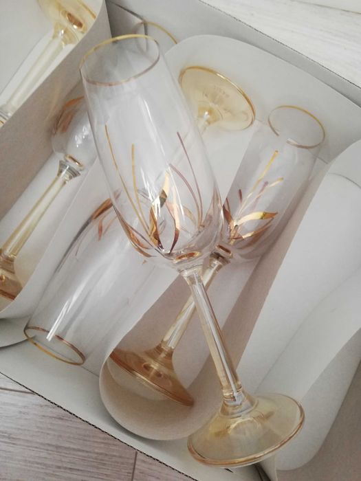 Kieliszki WITMAG złote ręcznie zdobione