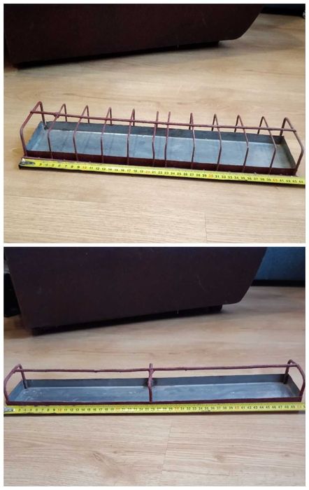 Граблі, годівниці, ножі для січкарні, пляшки, банки