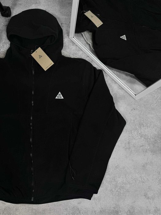 Флісова зіпка Nike ACG Polartec чорна з капюшоном тепла кофта (M-XXL)