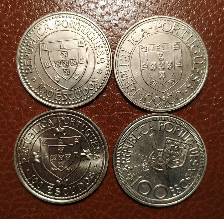Portugal - 4 moedas de 100 escudos-I série dos Descobrimentos 1987/89