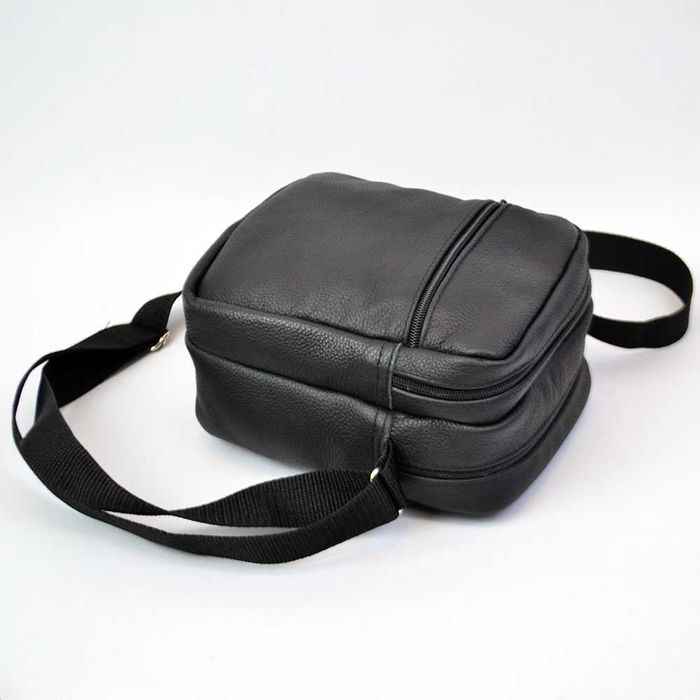 Сумка месенджер із натуральної шкіри, чорна чоловіча сумка через плече
