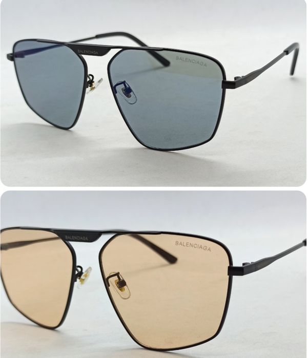 Balenciaga модные очки унисекс линзы серые и бежевые в черном металле