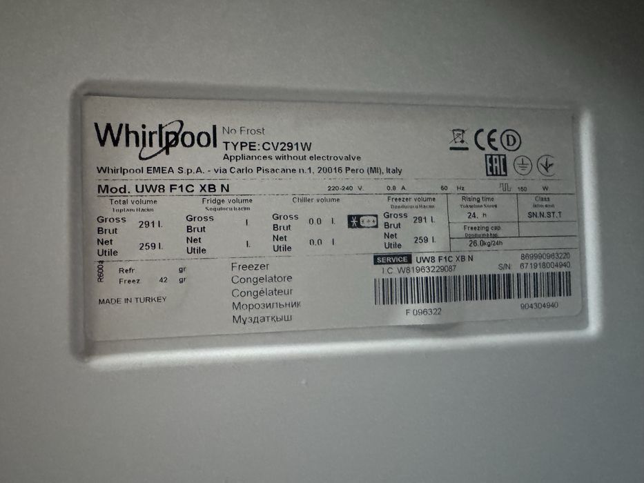 Zamrazarka Whirpool No-Frost