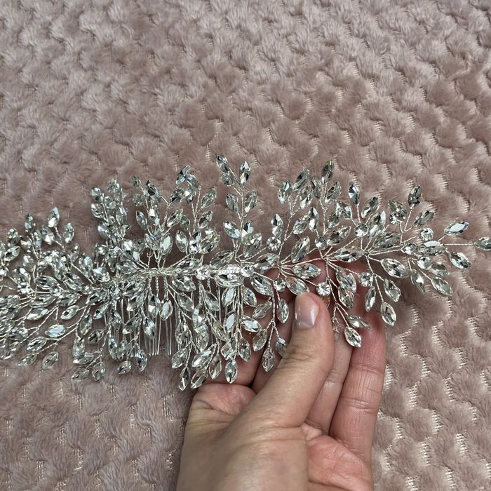 Duża ozdoba do włosów kryształki ślub