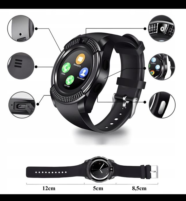 Smartwatch zegarek multifunkcyjny na kartę SIM z aparatem BT microSD