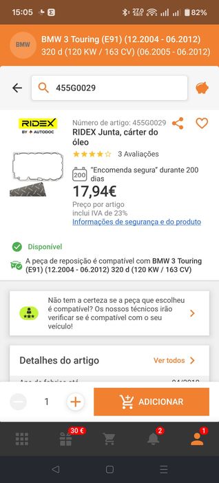 Junta do Carter do óleo BMW