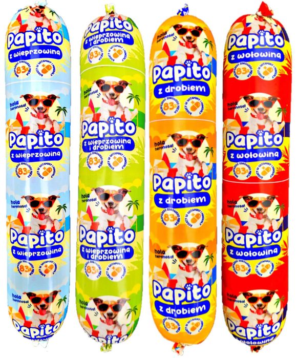 29x1KG Karma dla psa baton PAPITO 83% mięsa + GRATIS