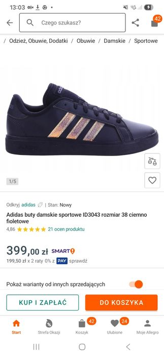 Nowe buty tenisówki adidasy Adidas 40 karton tanio