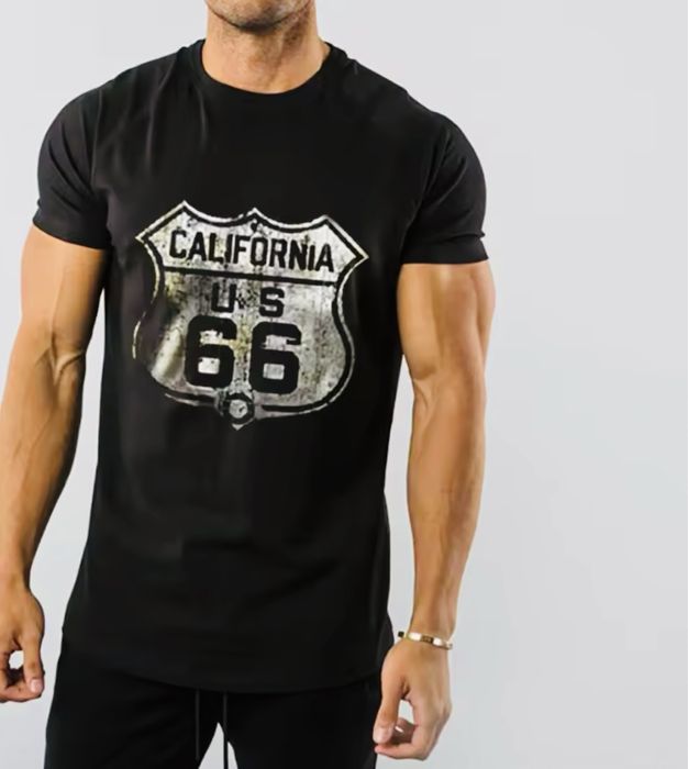 Нова чоловіча вінтажна футболка 66, дизайн, з короткими рукавами