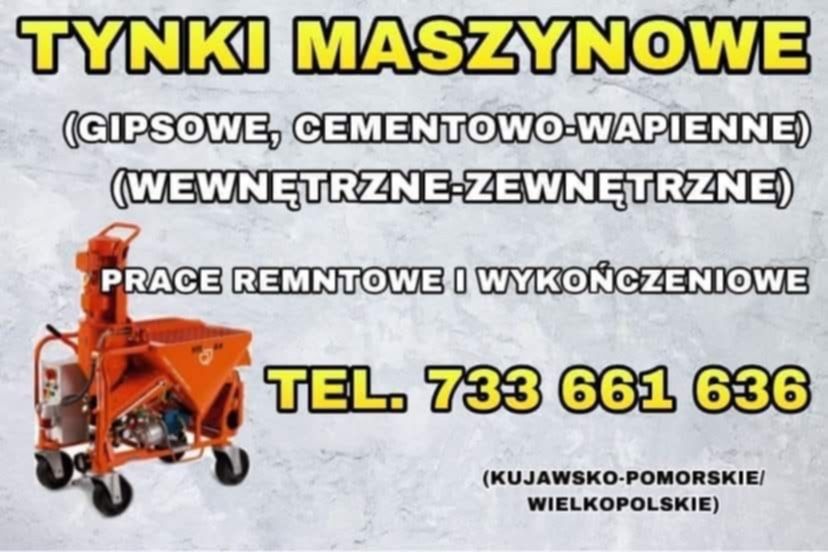 Usługa tynki maszynowe gipsowe, cementowo-wapienne