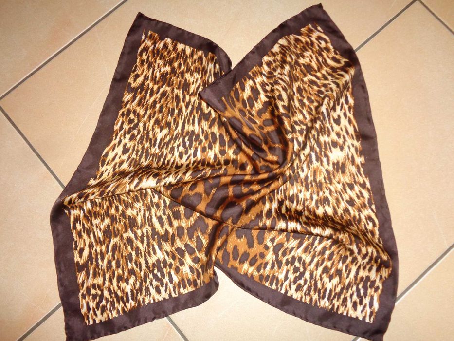 CODELLO 100% Silk jedwabna PANTERKA ręcznie rolowana apaszka LUX