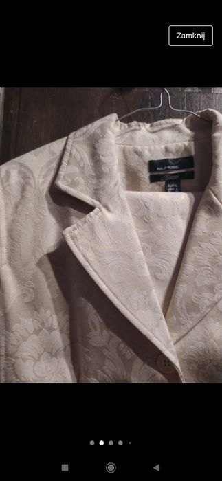 Garsonka, marynarka+spódnica kremowa L XL
