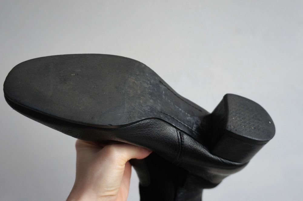 Zara czarne oficerki nad kolano skóra naturalna 39