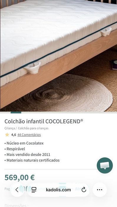 Colchão infantil natural Kadolis 90x190